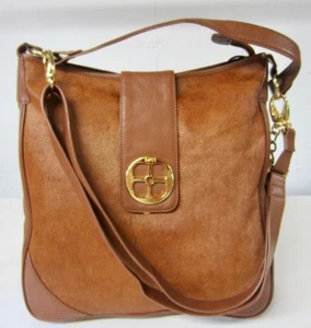 Bolso bandolera de hombro IMAN dorado marrón piel de ponis piel - Imagen 1 de 11