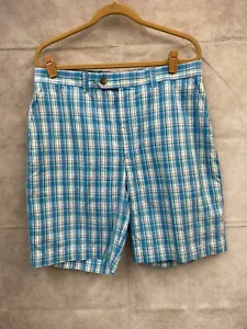 Cutter & Buck Men's Shorts Blue Plaid Size 36 - Picture 1 of 8