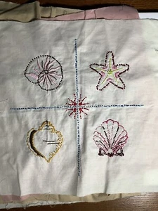 Lot Of 6 Hand Stitched Embroidery Stitch Blocks For Pillow Making 17.5” - Picture 1 of 8