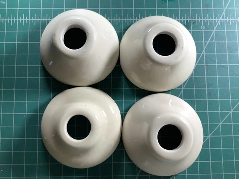 Vintage Lot of 4 Beige, Porcelain Ceramic Faucet Escutcheons Base Cover