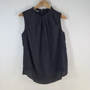 Scanlan theodore womens silk tank top size 10 black sheer sleeveless zip 113318 - Picture 1 of 11