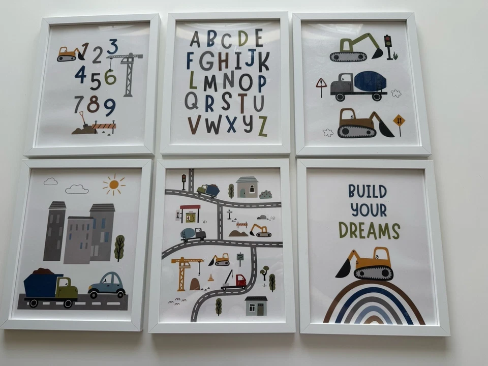 Decoración del hogar arte de pared niños construcción de habitaciones números alfabetos Foto 1 de 4