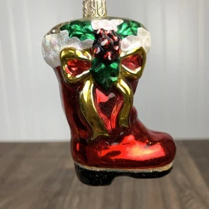Christopher Radko "Ruby Bootie" 3" Babbo Natale Rosso Stivale Vetro Decorazione Natalizia - Foto 1 di 7