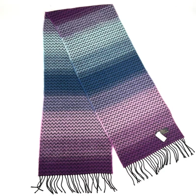 Bufanda de cachemir con flecos púrpura ondulado rayas hecha a mano en Alemania Foto 1 de 4