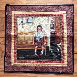 Panel colgante de pared acolchado acabado a mano Young Lady con The Shiner Norman Rockwell - Imagen 1 de 12