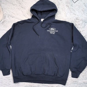Ford Sweatshirt Mens L Blue Hoodie Pocket Active Athletic Comfort Casual Truck - Picture 1 of 10