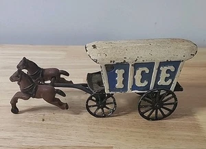Carro de hielo de hierro fundido - Juguete antiguo pintado dibujado por dos caballos de colección ENVÍO GRATUITO - Imagen 1 de 9