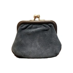 Dooney And Bourke Kisslock Suade Coin Pouch Navy Blue Suade Red Interior - Picture 1 of 7