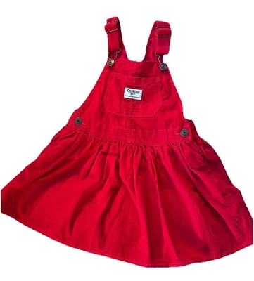 Vestido tipo jersey OshKosh B’gosh rojo pana 100 % algodón talla 4T Vestbak Foto 1 de 4