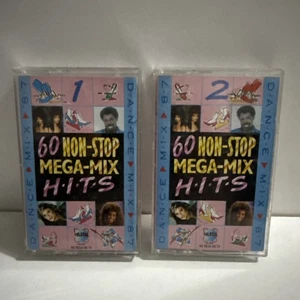 60 Non-Stop Mega-Mix Hits Dance Mix 87 Cassette Tape- Vol:1 & Vol:2 - Picture 1 of 3