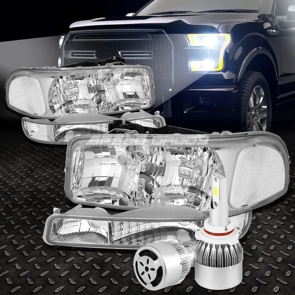 FARO CARCASA CROMADA+LUZ TRANSPARENTE+LED BLANCO 9006 HID+VENTILADOR PARA 99-06 GMC SIERRA Foto 1 de 4