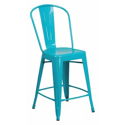 Flash Furniture Teal Metal Outdoor Stool, 24", Color: Blue ET-3534-24-CB-GG - Image 1 of 4