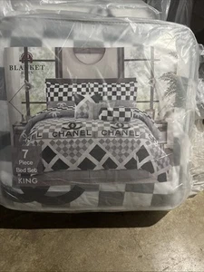 7 Piece Bed Set Chanel King Size Blankets Comforter - Picture 1 of 7