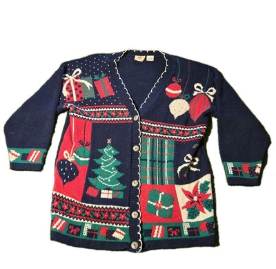Vintage Nutcracker Sweater Womens Large Ugly Christmas Cardigan Knit Holiday 90s - Image 1 of 4