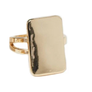 SIGNET RING 22x13mm Rectangle Plain GOLD Tone SMALL 53mm - Picture 1 of 1