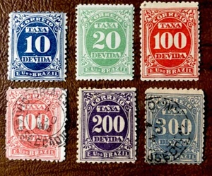 Brazil Stamps Sc J19c Mint Hinged And J21e-J23e Used And Mint Hinged - Picture 1 of 5