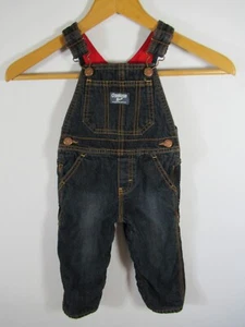 OshKosh B'gosh Denim Overalls Baby Boy Size 18 Months Fleece Lined Dark Wash - Picture 1 of 7