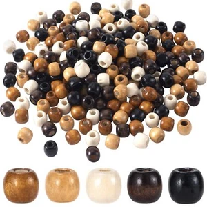 100pcs Large Hole Wooden Beads 11x12mm, Halloween Natural Wood Hair Bead, 5 C... - Picture 1 of 6