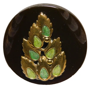 Large Antique Carved Bakelite BUTTON w/a Brass Escutcheon NICE 1&11/16 - Picture 1 of 5