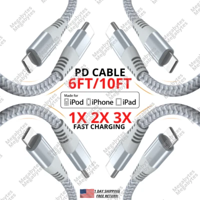 Cable de carga rápida 20W PD para iPhone 14 13 12 11 Pro Max XR tipo C cable cargador Foto 1 de 4
