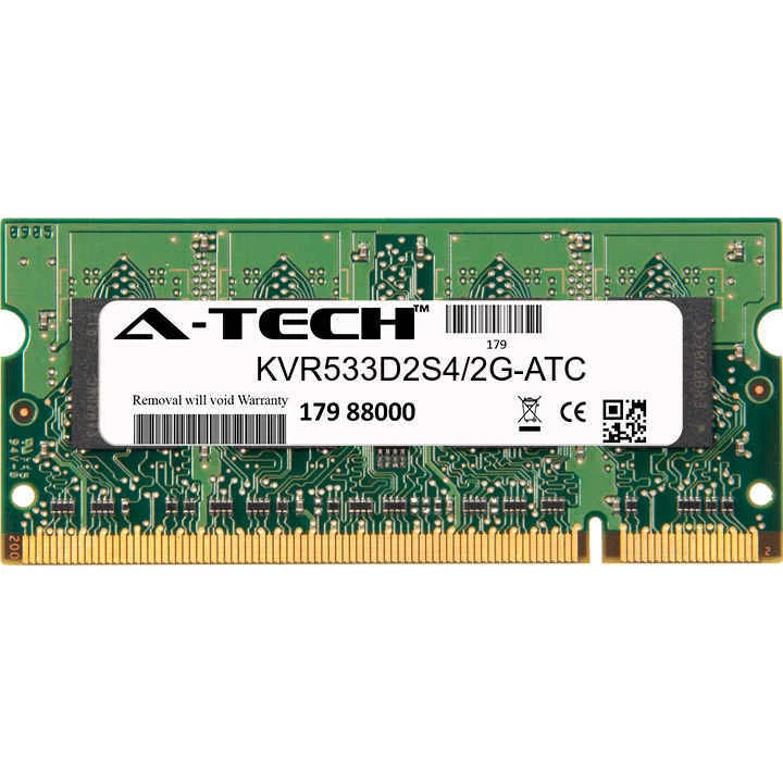 2GB DDR2 PC2-4200 533MHz SODIMM (Kingston KVR533D2S4/2G Equivalent) Memory RAM - Image 1 of 2