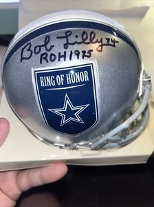 Mini casco firmato Bob Lilly ROH 1975 Dallas Cowboys Ring Of Honor - Foto 1 di 1