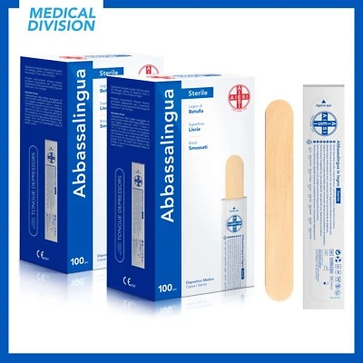 200 Abbassalingua in legno di betulla monouso STERILI in confezione singola - Immagine 1 di 4