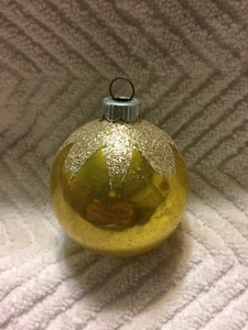 Vintage Gold Shiny Brite Glass Tree Ornaments Mica Glitter Snow Capped - Imagen 1 de 2