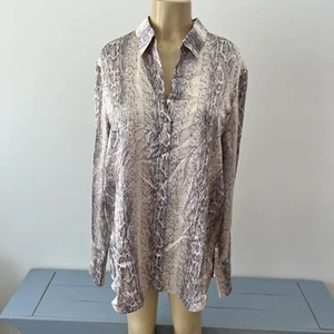 New Catherine Gee Daria Silk Blouse Top Sz 3X Python Long Sleeves Snake Plus NWT - Picture 1 of 7