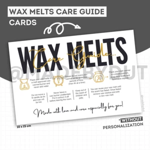 50x Wax Melt Safety Card Wax Melt Care Guide Small Business Packaging Stationery - Picture 1 of 2