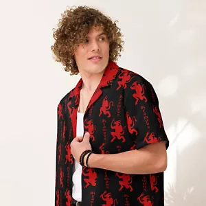 Black Krampus Horror Santa Claus Button Up Shirt - Picture 1 of 48
