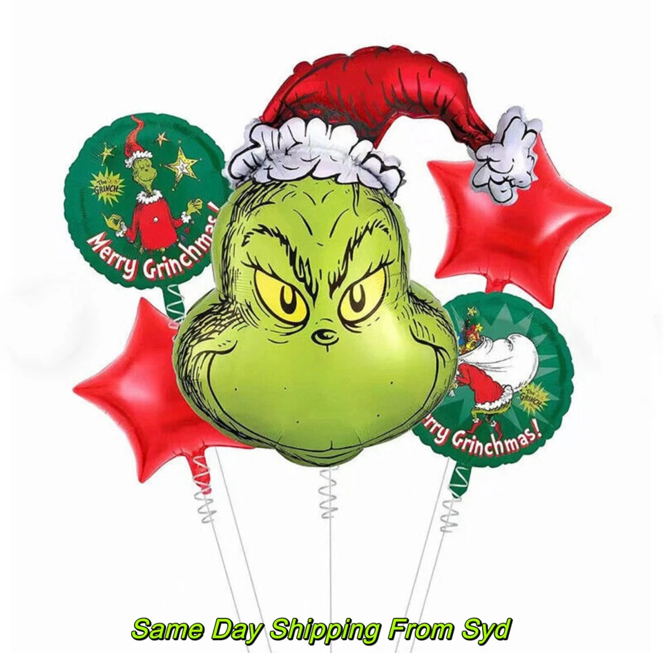 New Grinch Christmas Foil Balloons Xmas Grinch Party Decoration Helium AU Stock - image 1 of 4