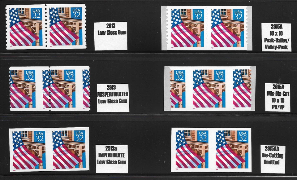 Sc #2913, 2915A Flag Over Porch Error & Freak Group--Misperforated/Imperforate - Image 1 of 1