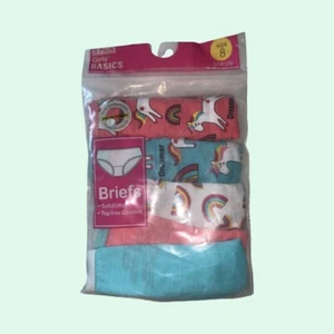 HanesGirls Briefs 5 ct Panties Rainbows Unicorns size 8 100% Cotton - Picture 1 of 1