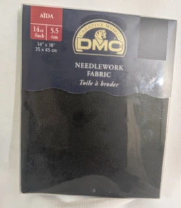 DMC 14 Count Aida Cross Stitch Fabric 100% Cotton Black 14" x 18" - Picture 1 of 5