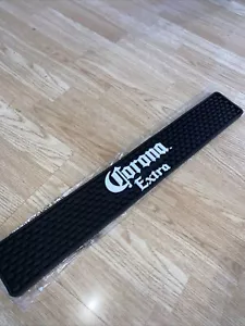 CORONA EXTRA BEER PROFESSIONAL BAR SPILL DRIP SERVICE RAIL MAT BLACK WHITE NEW - Picture 1 of 3