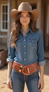 Women Brown Faux Leather Elastic Wide Waistband Belt Hip Waist Hook Buckle L XL - Picture 1 of 24