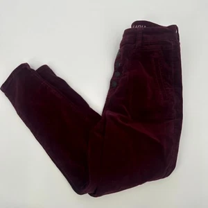 American Eagle Jegging Jeans Women's 2 Red Corduroy Super Stretch Curvy Hi Rise - Picture 1 of 14