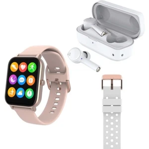 NEW DGTEC 1.7" DGTEC Smart Watch with Coloured Band and Earbuds Bundle - White - Picture 1 of 10
