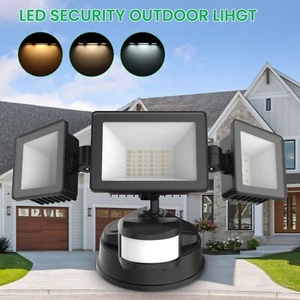 Black LED Security Outdoor Wall Light 4000lm Motion Sensor IP65 Manual Control - Picture 1 of 12