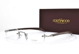 GOLD AND WOOD Rimless Eyeglasses Natural Wood Brown SJ43.5 Ta61 Brand New - Picture 1 of 17