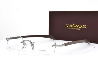 ORO Y MADERA Anteojos Sin Montura Madera Natural Marrón SJ43.5 Ta61 Totalmente Nuevos Foto 1 de 4