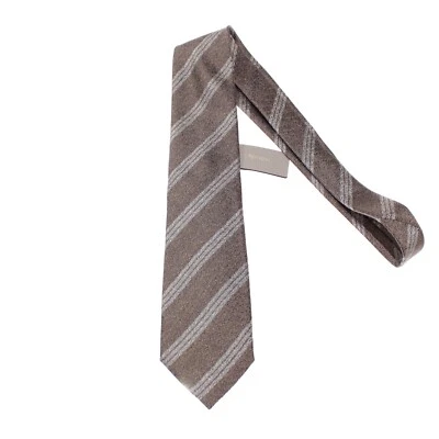 Tom Ford новый с Ярлыками галстук в коричневый/черный/белый полосы 100% шелк сделано в Италии - Изображение 1 из 4