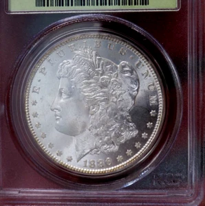 MORGAN SILBER DOLLAR 1886 PCGS MS 64+++ ALTER GRÜNER HALTER UNDER GRADE BLAZING PQ - Bild 1 von 5