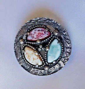 Brooch ~ Agate Stones ~ Celtic ~ Pewter Metal ~ By Jacobite ~ Vintage - Picture 1 of 12