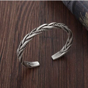 925 sterling Silver Twisted Woven Bracelet for man women jewelry Retro szkinsle - Picture 1 of 6