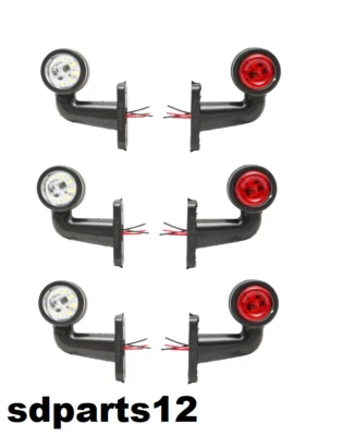 6x Luci Ingombro LED Braccio Corto Rosso Bianco Rotanti 12/24V Camion Furgoni - Immagine 1 di 4