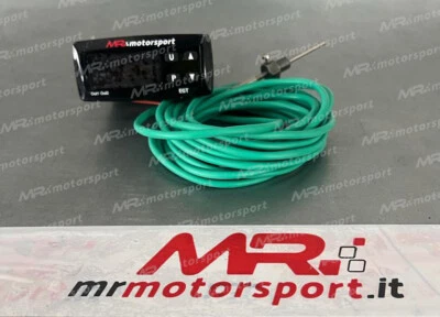 MRMOTORSPORT Temperatura gas di scarico EGT digitale rettangolare con sonda K Strumento RED