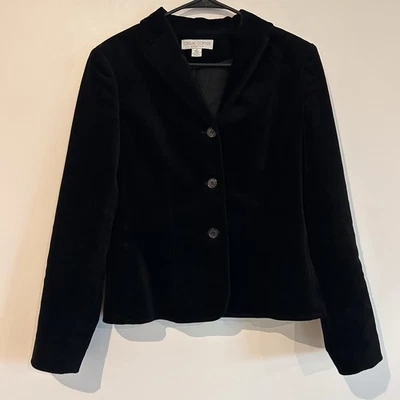 Blazer Esquinero Informal Negro Terciopelo Talla 6 Chaqueta Forrada Carrera Oficina Gótico Foto 1 de 4