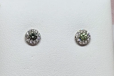 LC Lauren Conrad 10K White Gold Green Sapphire & 1/8cttw Diamond Earrings - Image 1 of 4
